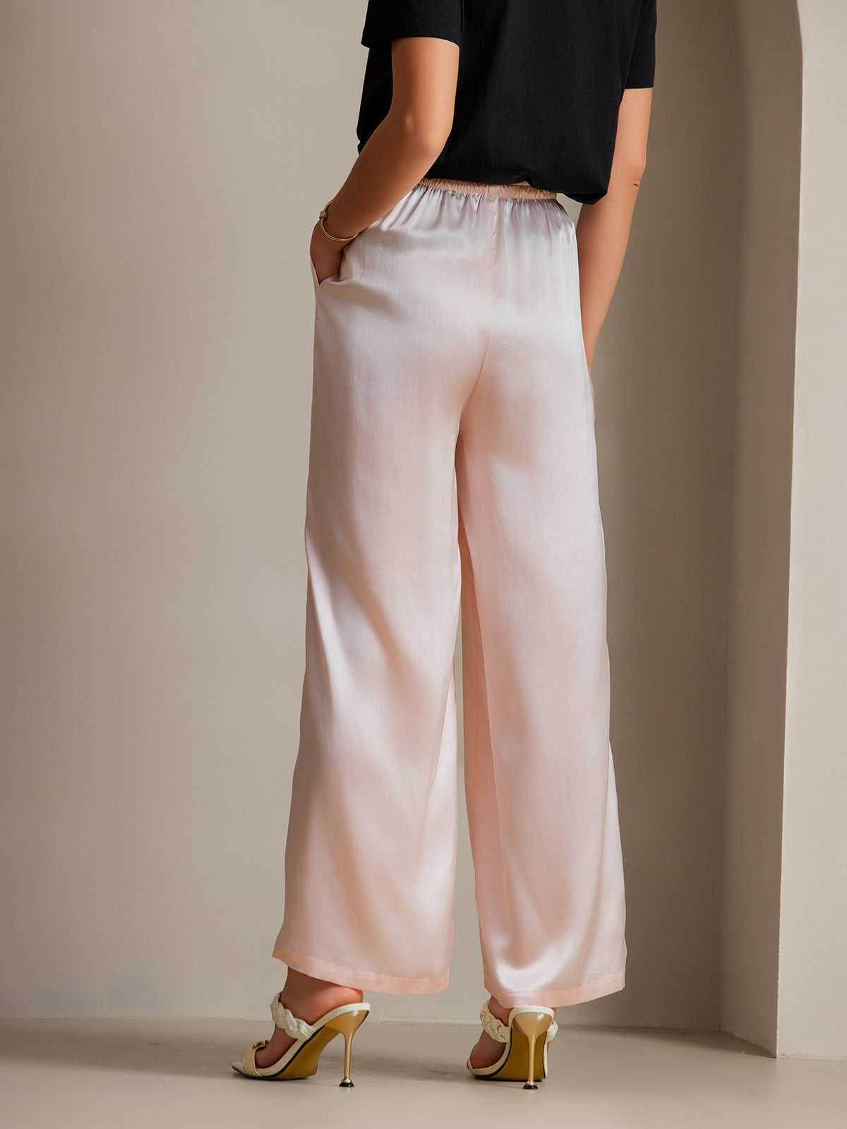 [Pink] SilkSilky-AU Pure Silk Womens Pants 002
