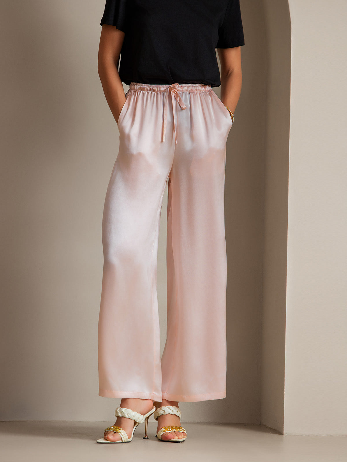 [Pink] SilkSilky-AU Pure Silk Womens Pants 006
