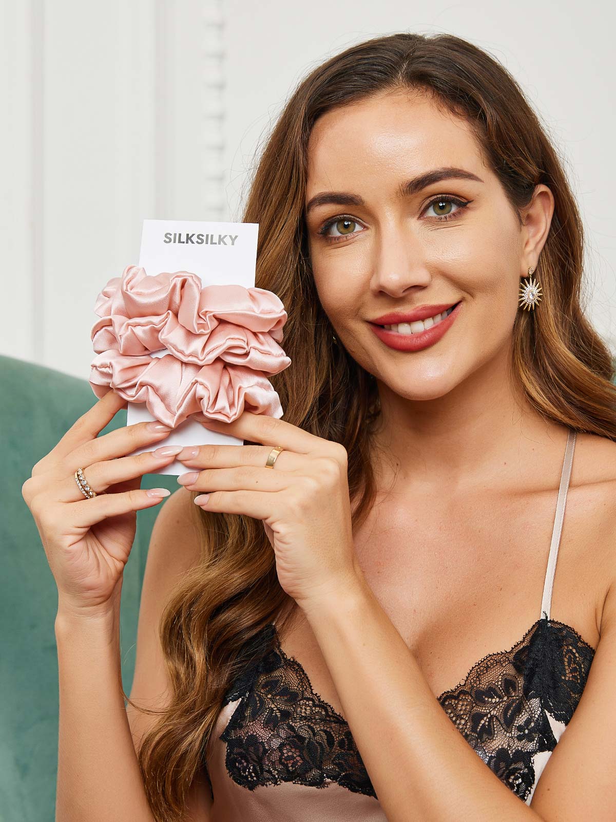 [Pink] SilkSilky-AU 19Momme Scrunchie 001