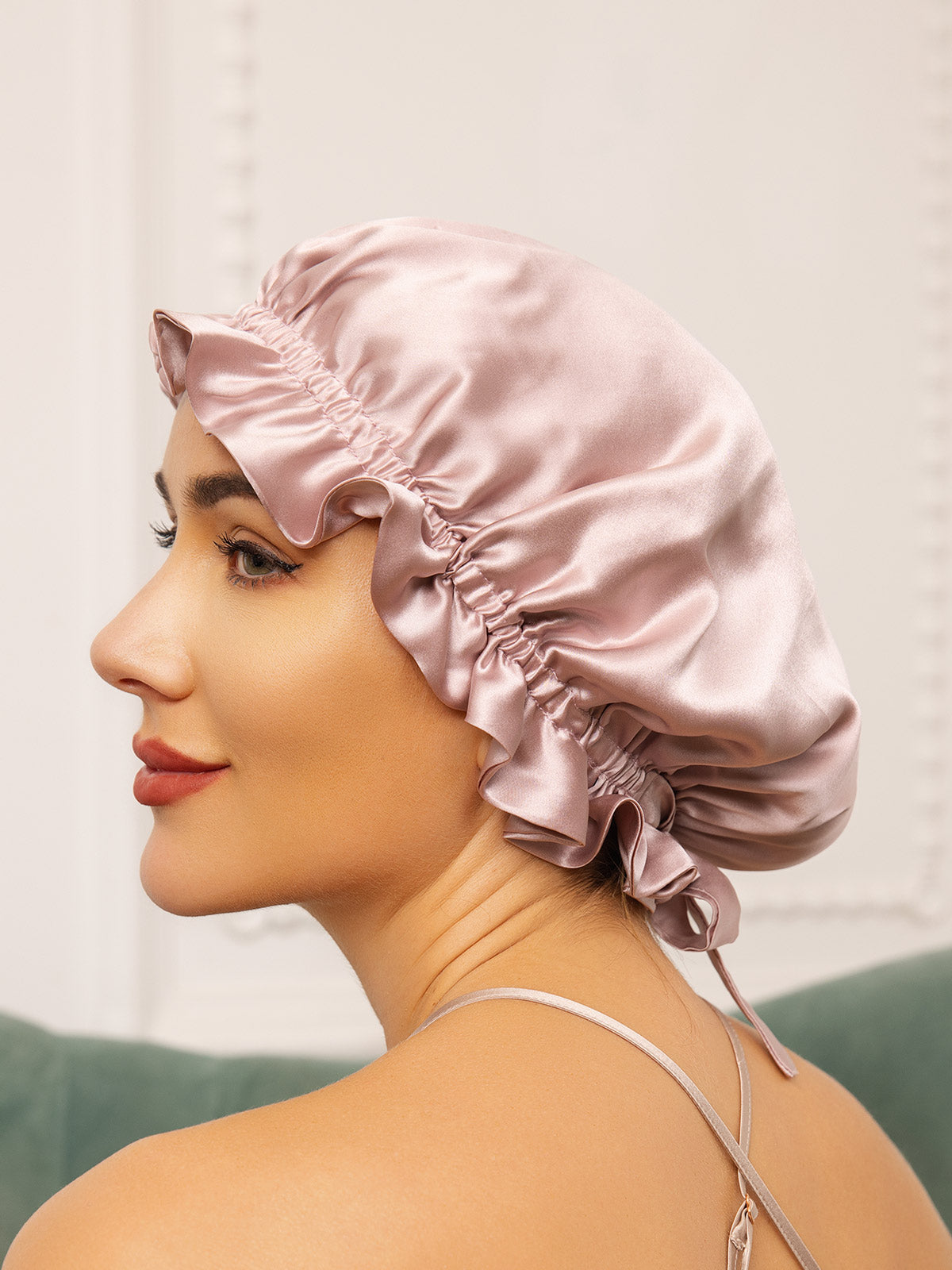 [Pink] SilkSilky-AU Pure Silk Sleep Cap 003
