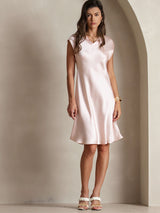 [Pink] SilkSilky-AU Sleeveless V Neck Dress 003