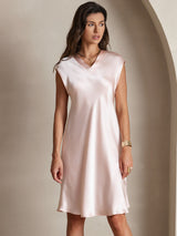 [Pink] SilkSilky-AU Sleeveless V Neck Dress 006