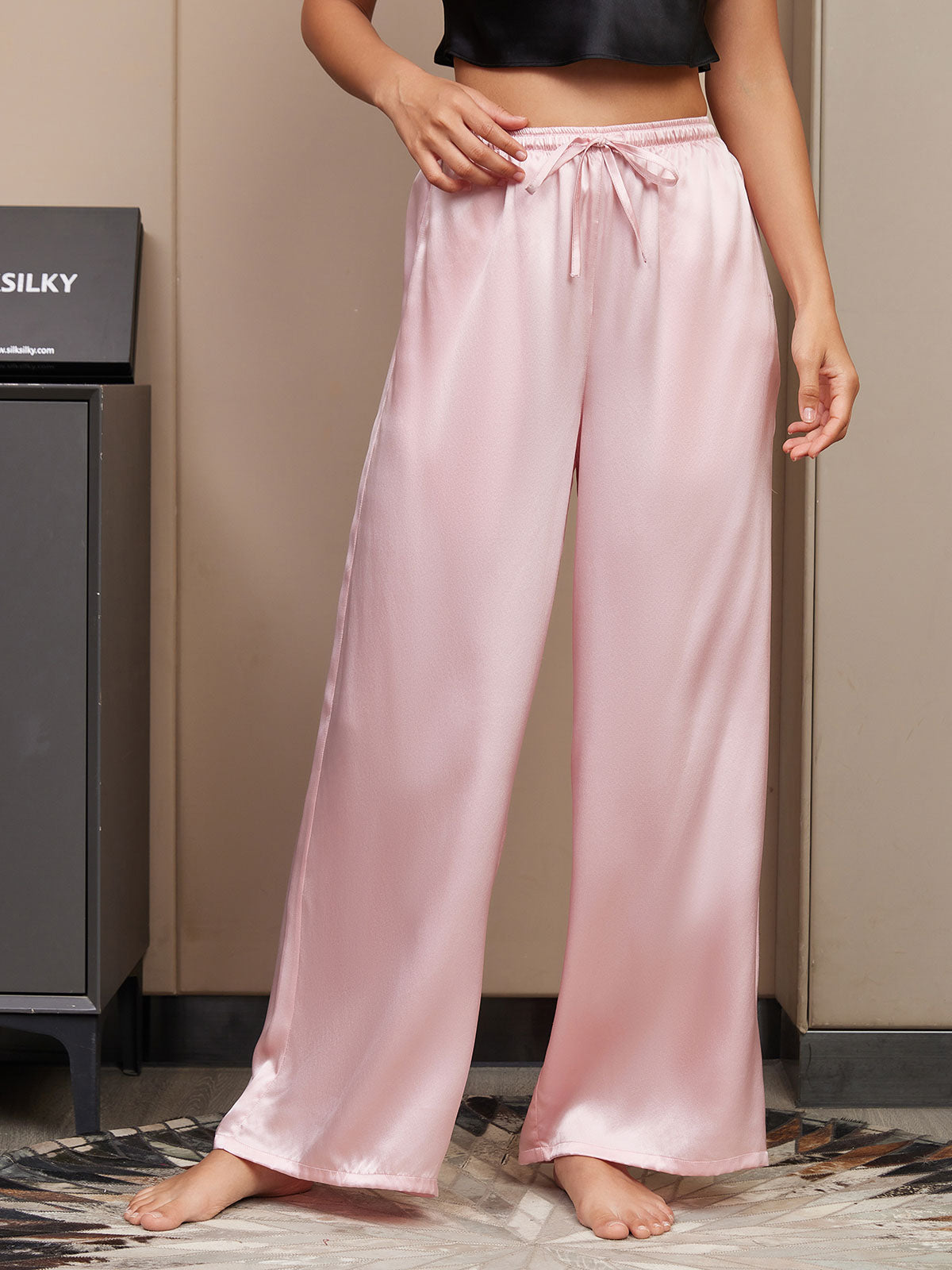 [Pink] SilkSilky-AU Pure Silk Womens Pants 001