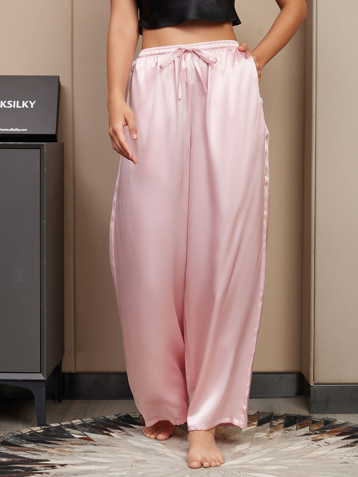 [Pink] SilkSilky-AU Pure Silk Womens Pants 003