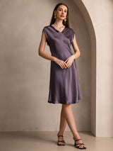 [Purple Gray] SilkSilky-AU Sleeveless V Neck Dress 001