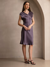 [Purple Gray] SilkSilky-AU Sleeveless V Neck Dress 004