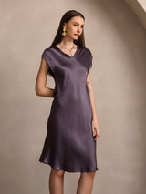 [Purple Gray] SilkSilky-AU Sleeveless V Neck Dress 006