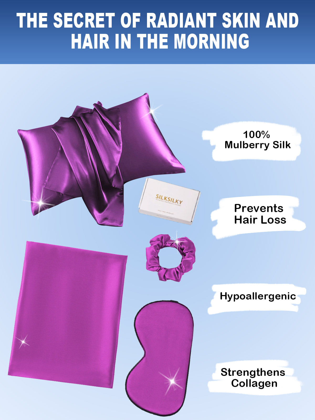 [Purple] SilkSilky-AU 19Momme Pure Silk Pillowcase Set 002
