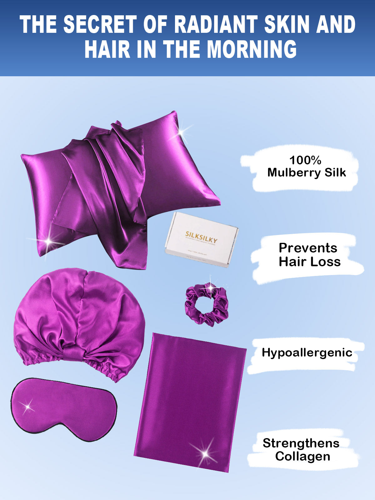 [Purple] SilkSilky-AU 19Momme Pure Silk Pillowcase Set 002