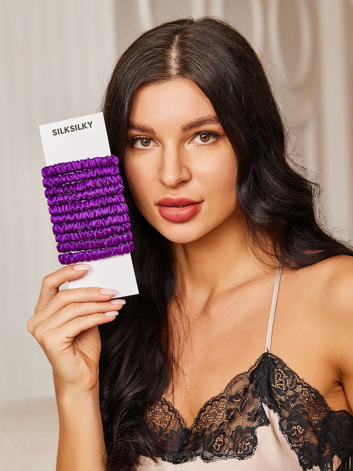 [Purple] SilkSilky-AU 19Momme Pure Silk Scrunchie 001