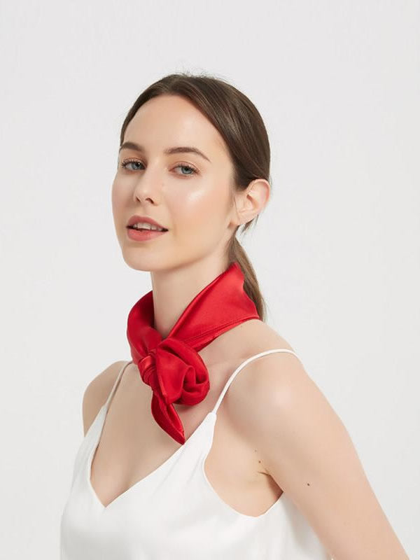 [Red] SilkSilky-AU Pure Silk Scarf 005