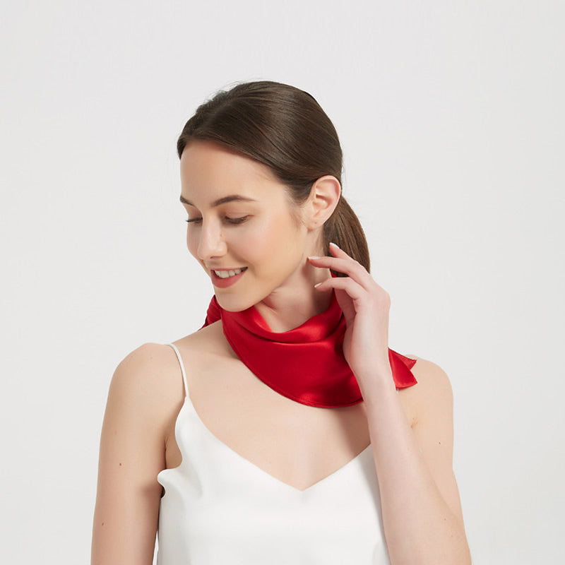 [Red] SilkSilky-AU Pure Silk Scarf 007