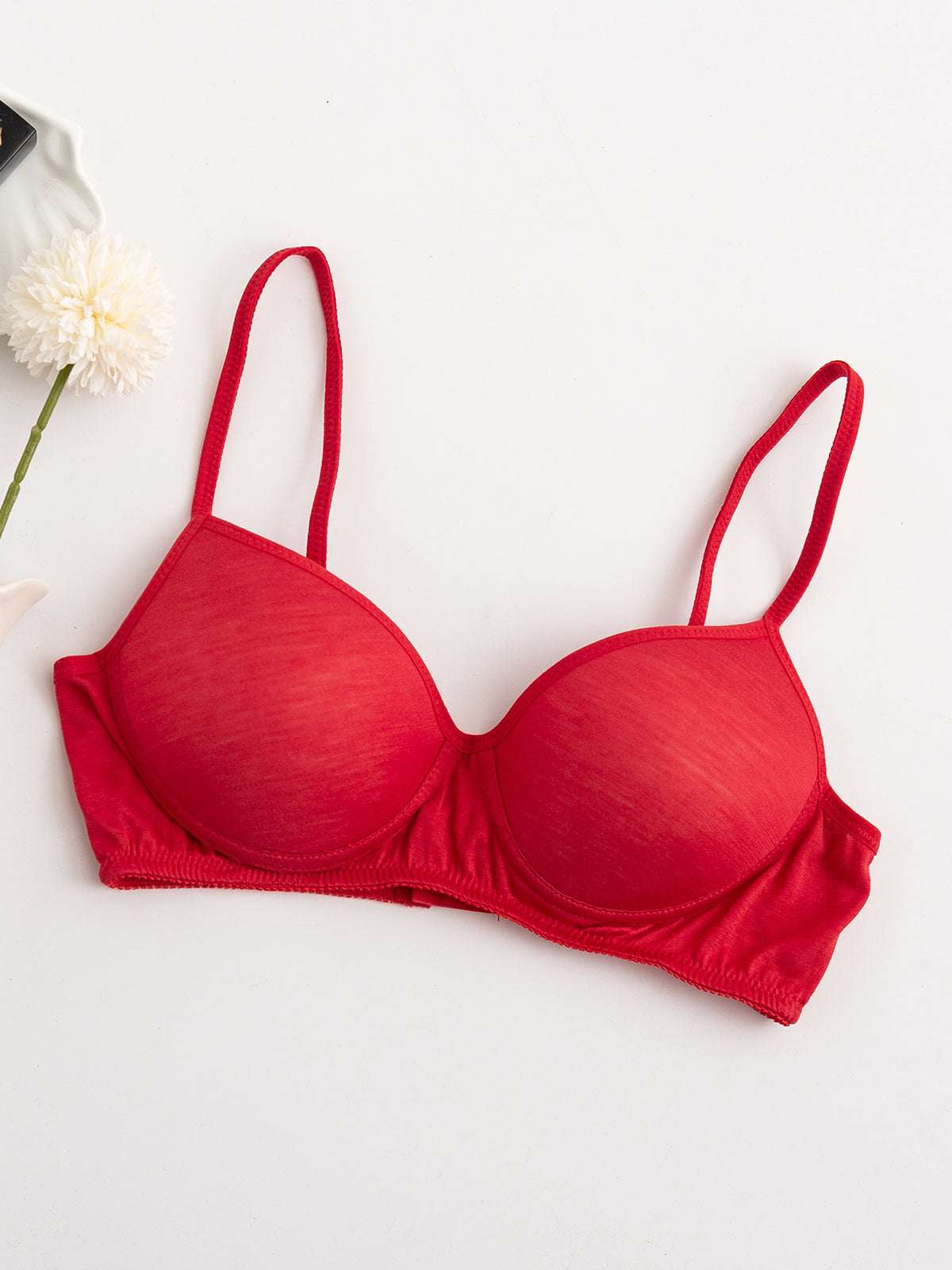 [Red] SilkSilky-AU Silk Knitted Bra 006