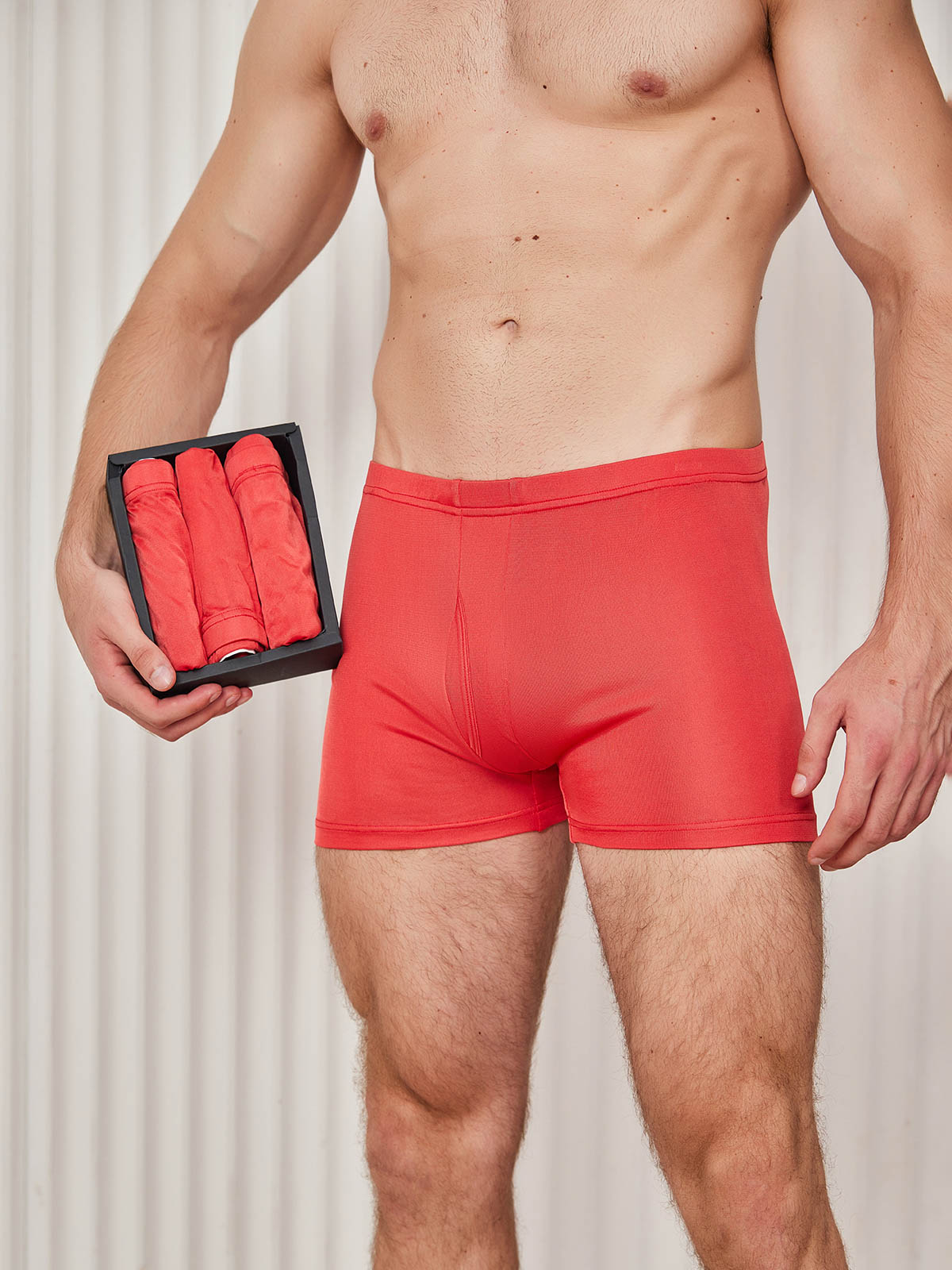 [Red] SilkSilky-AU Silk Knitted Mens Underwear 001