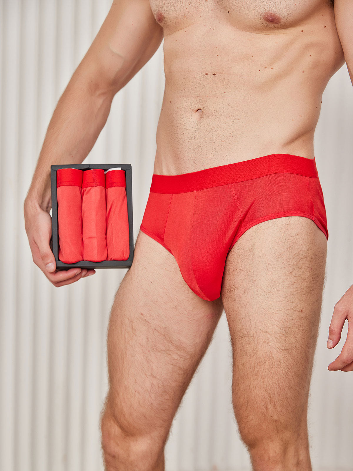 [Red] SilkSilky-AU Silk Knitted Mens Underwear 002