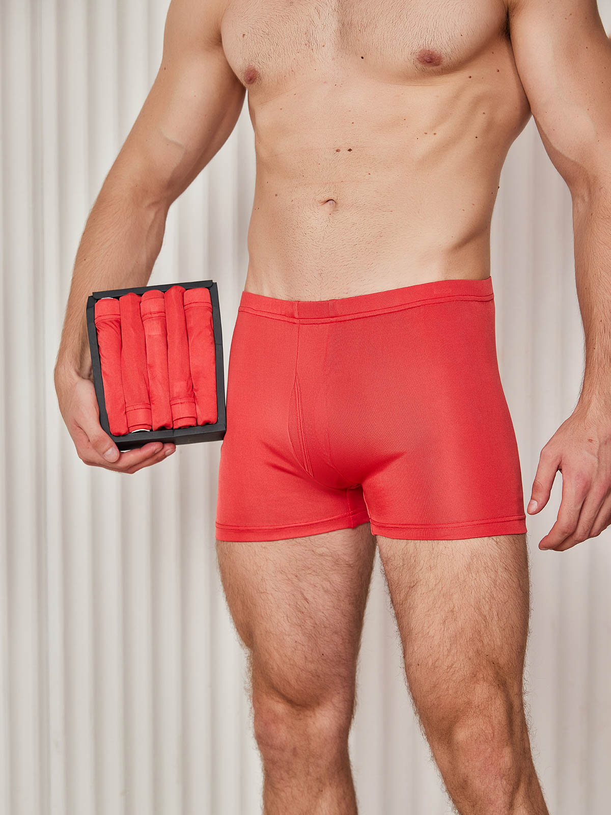 [Red] SilkSilky-AU Silk Knitted Mens Underwear 003