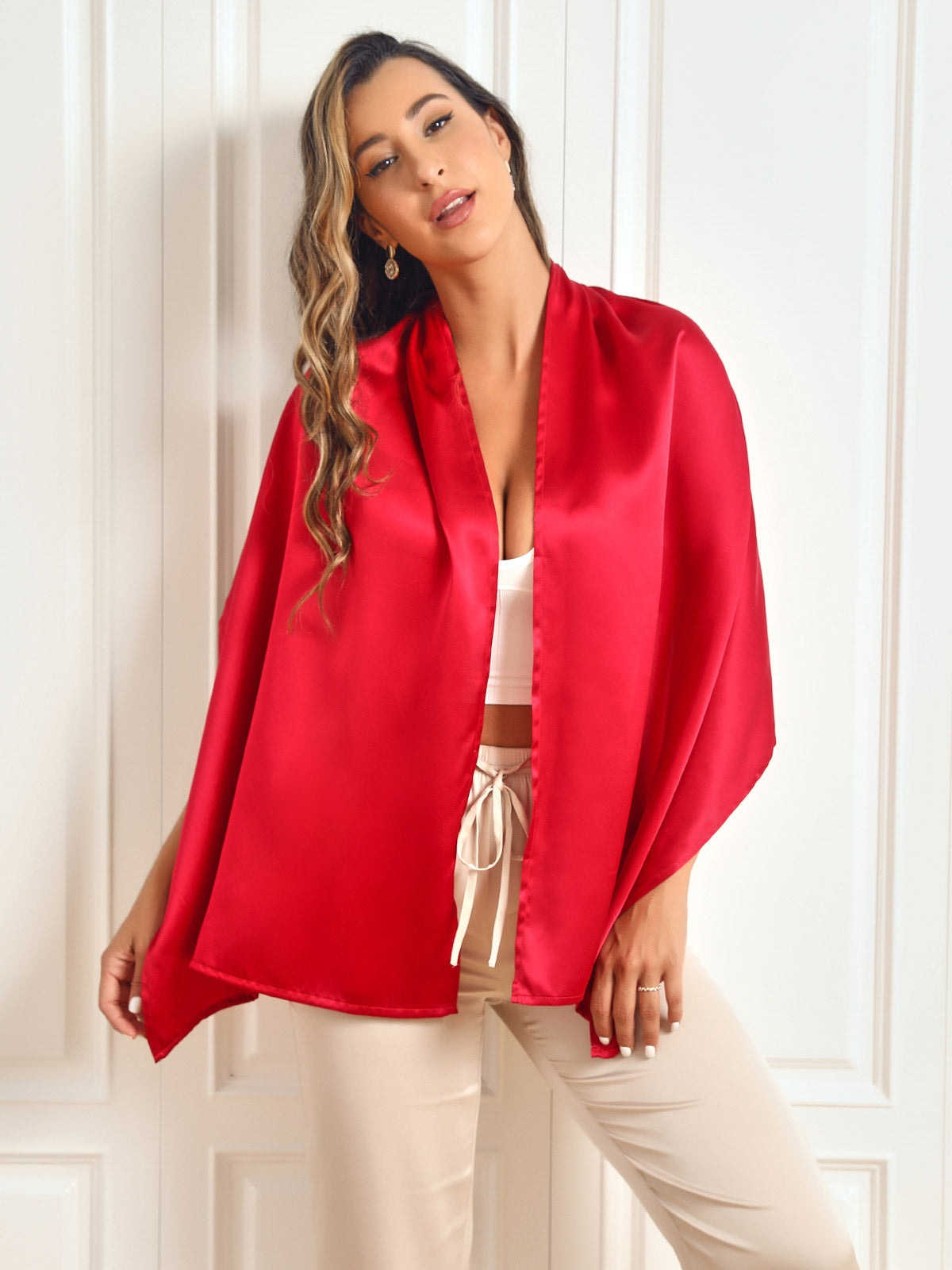 SilkSilky-AU Pure Silk Scarf Red 003