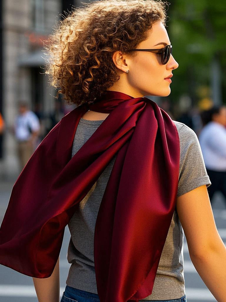 SilkSilky-AU Pure Silk Scarf Wine 001