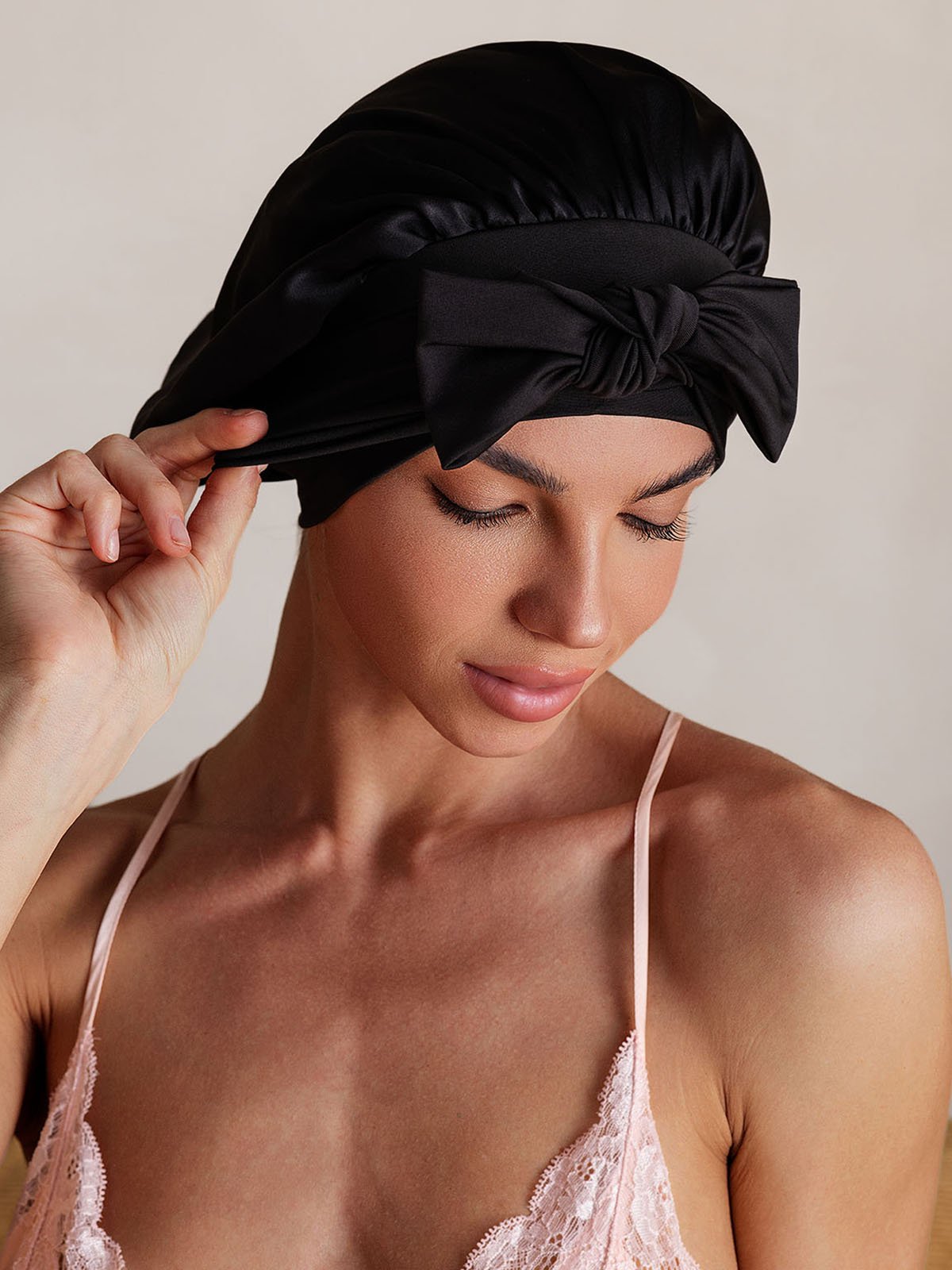 SilkSilky-AU Pure Silk Sleep Cap Black 006