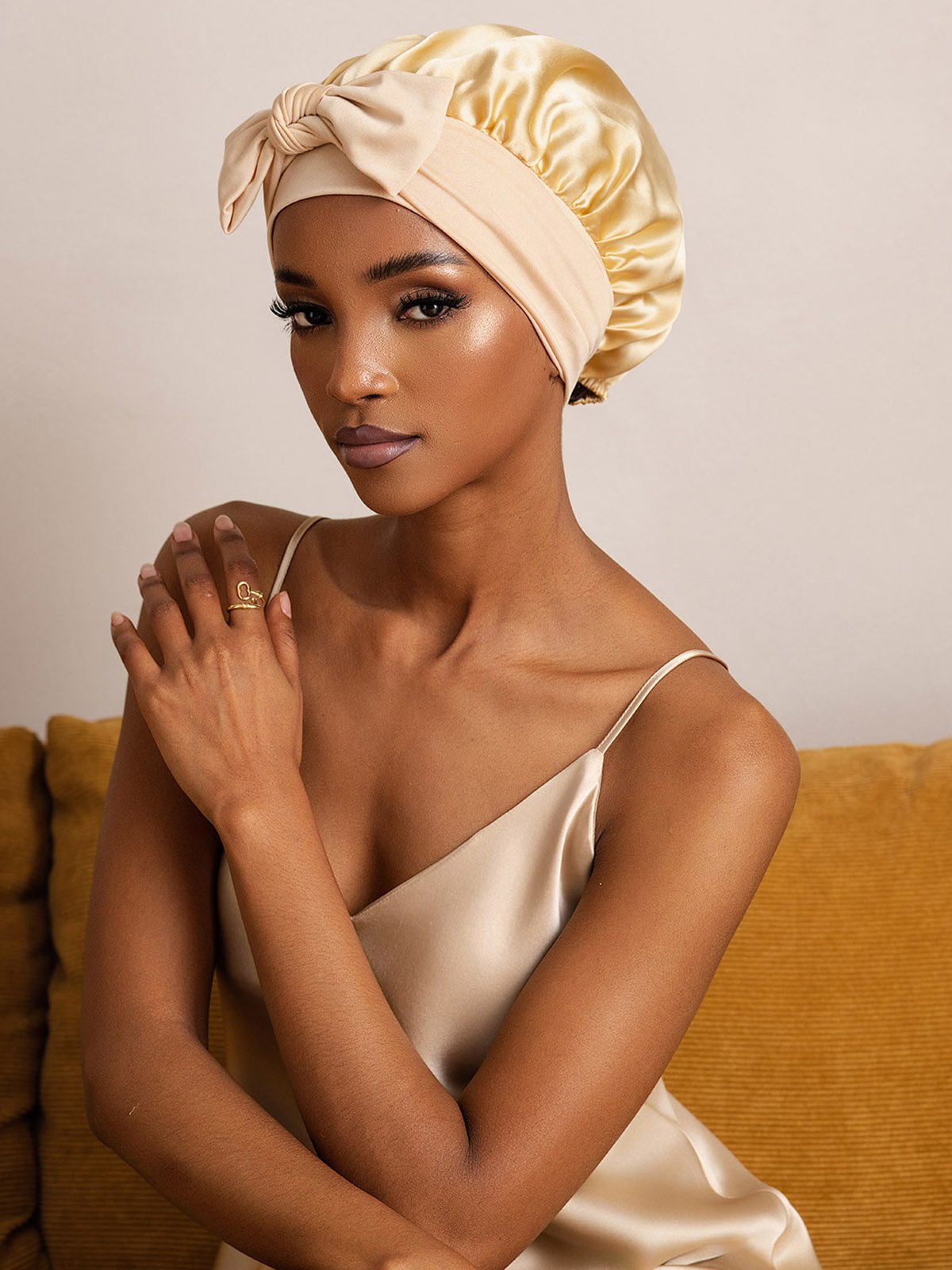 SilkSilky-AU Pure Silk Sleep Cap Champagne 002