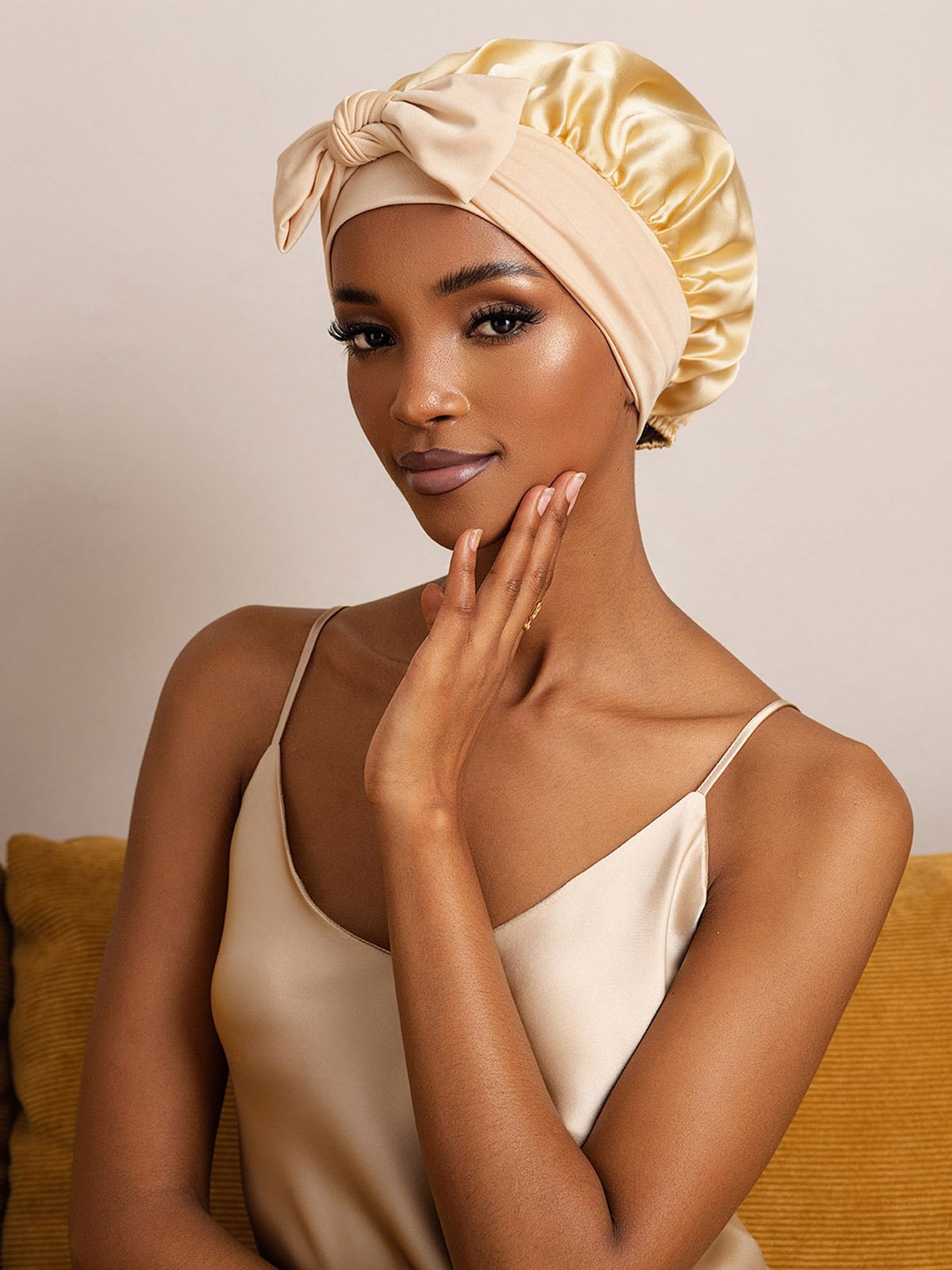 SilkSilky-AU Pure Silk Sleep Cap Champagne 004