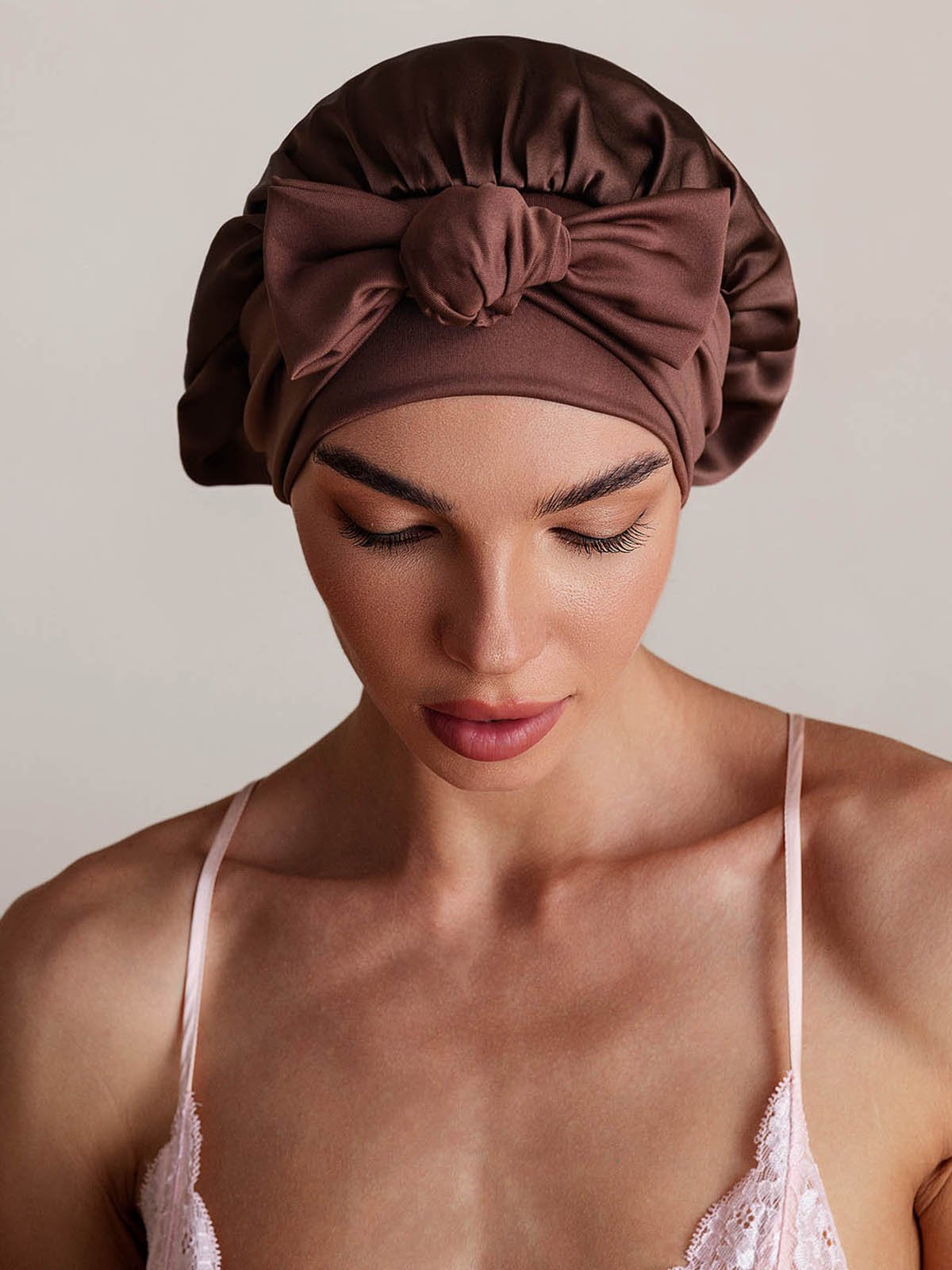 SilkSilky-AU Pure Silk Sleep Cap Coffee 006