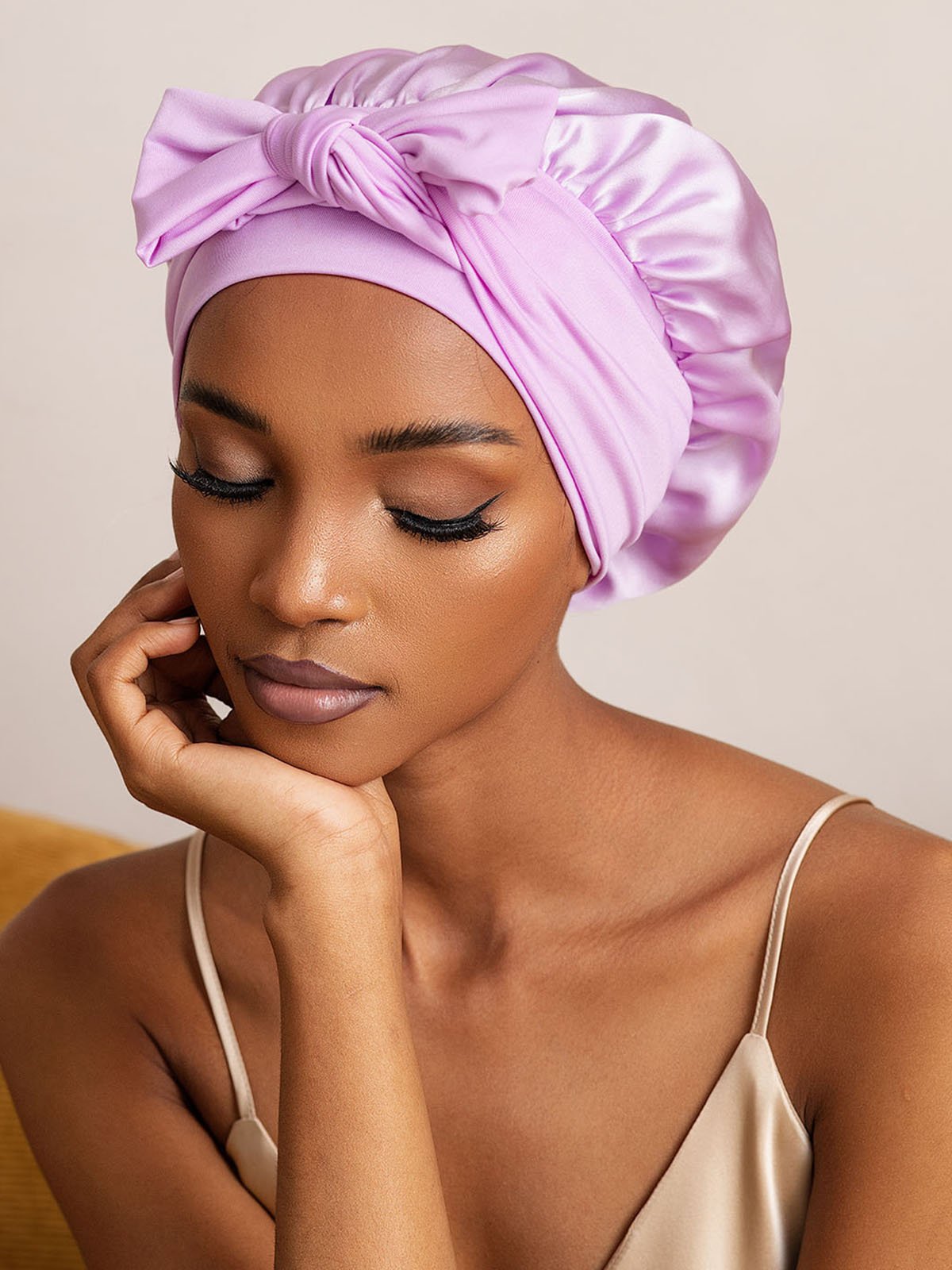SilkSilky-AU Pure Silk Sleep Cap Lavender 002