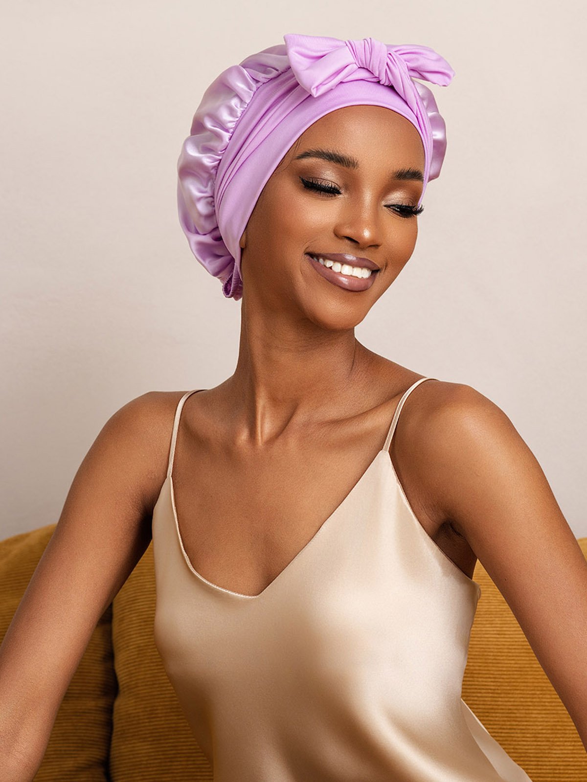 SilkSilky-AU Pure Silk Sleep Cap Lavender 005