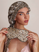 SilkSilky-AU Pure Silk Sleep Cap Leopard 001