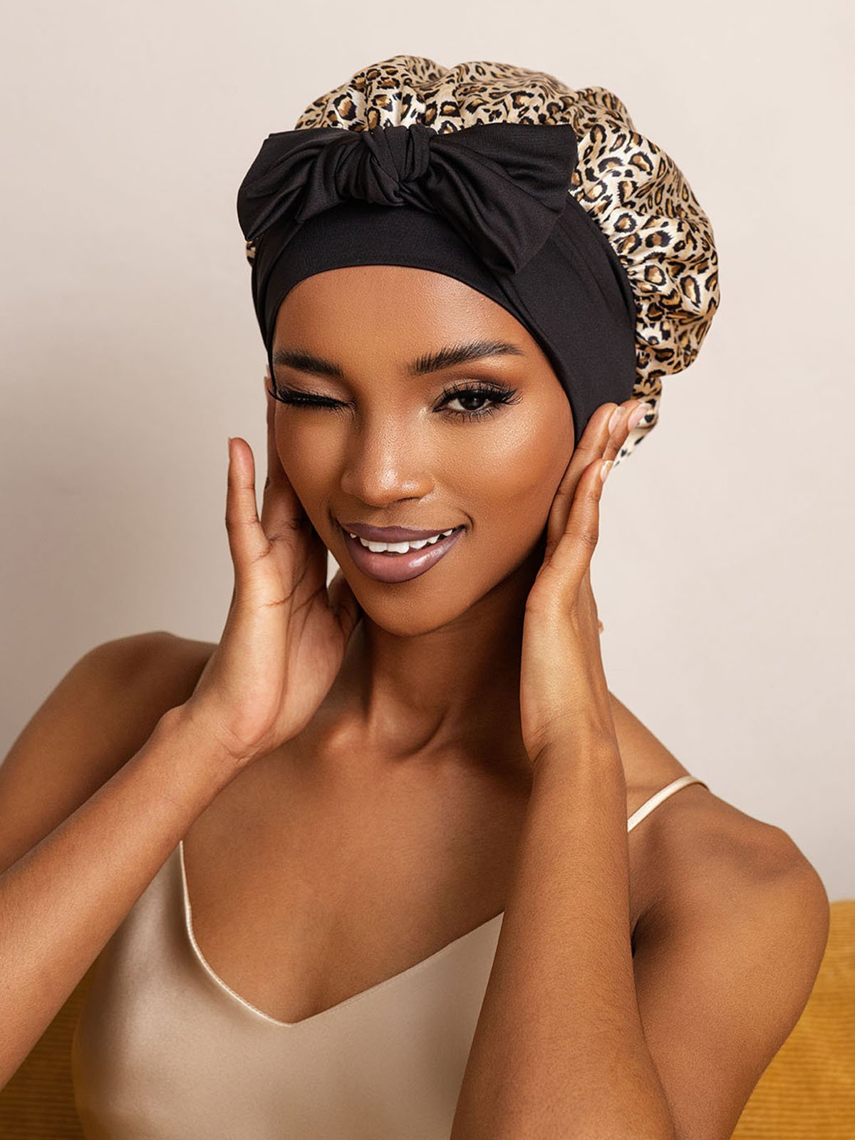 SilkSilky-AU Pure Silk Sleep Cap Leopard 004