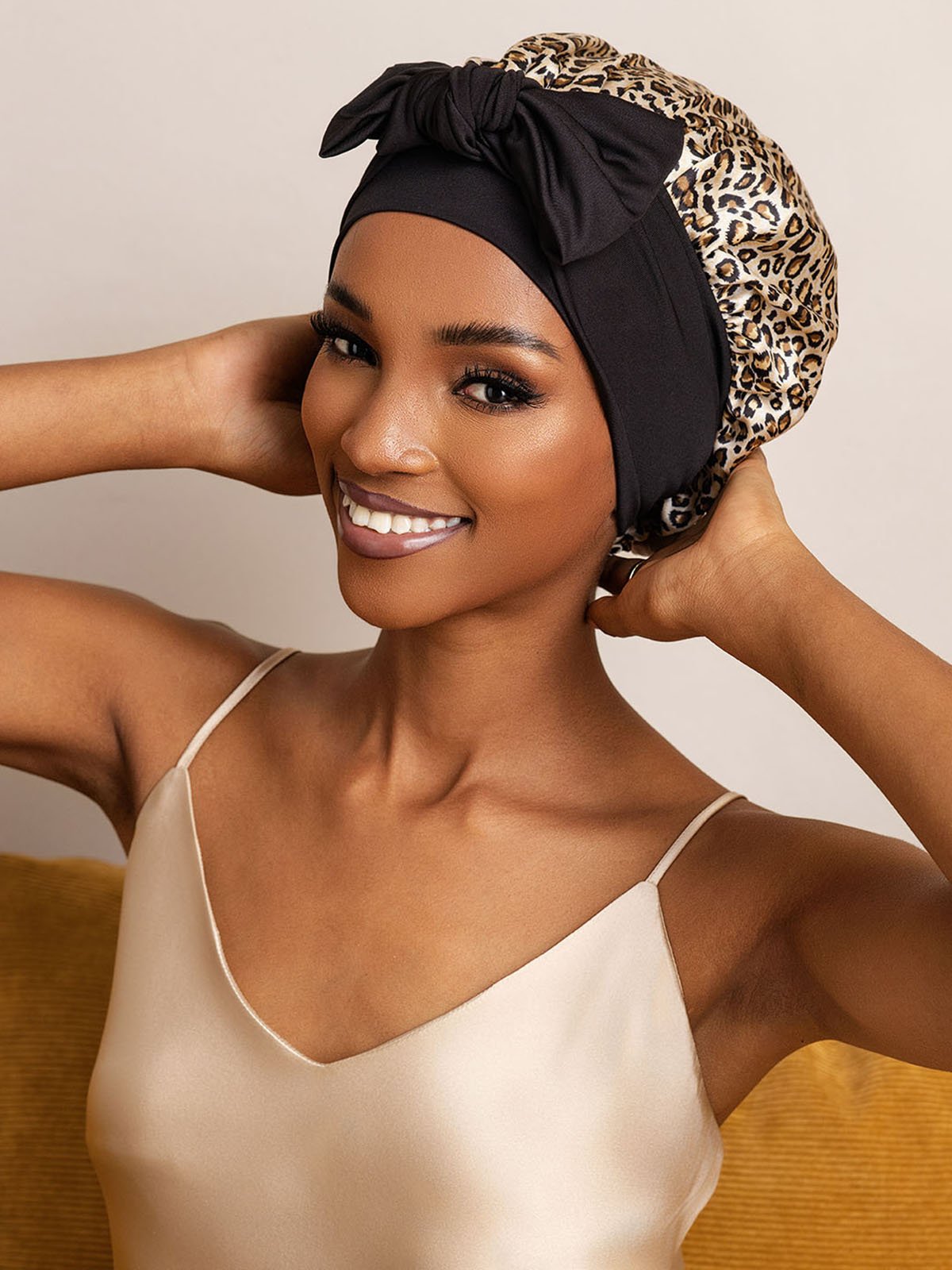 SilkSilky-AU Pure Silk Sleep Cap Leopard 005