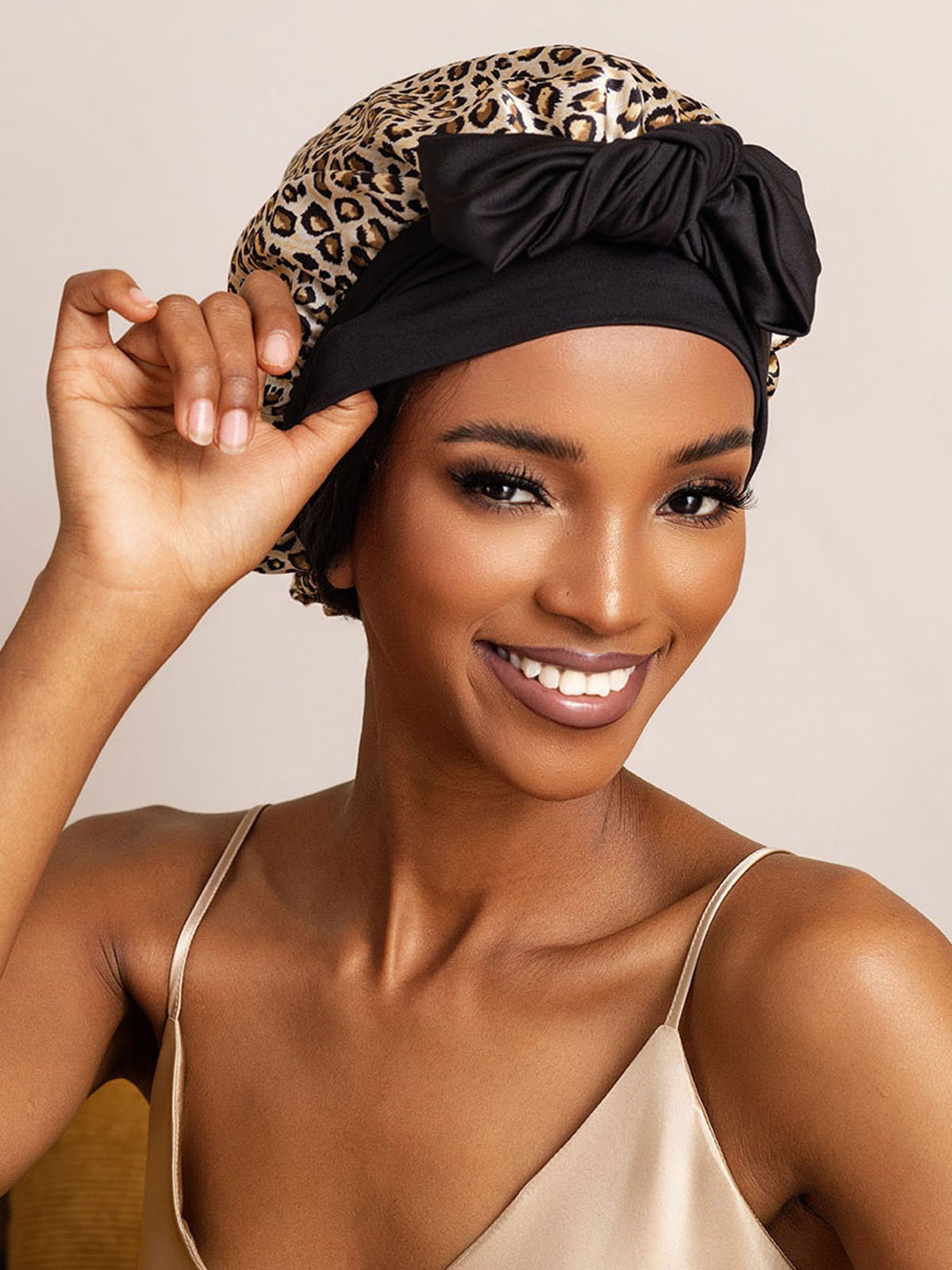 SilkSilky-AU Pure Silk Sleep Cap Leopard 006