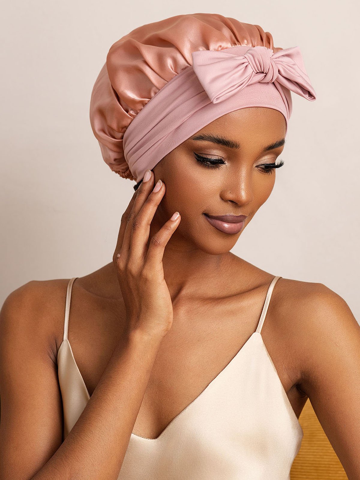 SilkSilky-AU Pure Silk Sleep Cap Pink 003