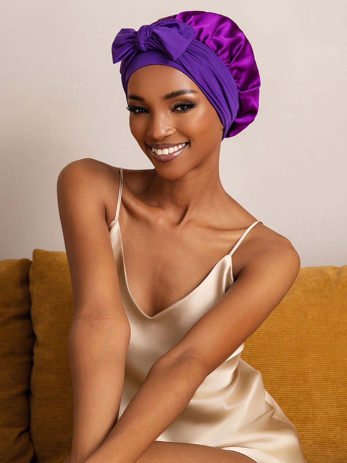 SilkSilky-AU Pure Silk Sleep Cap Purple 004