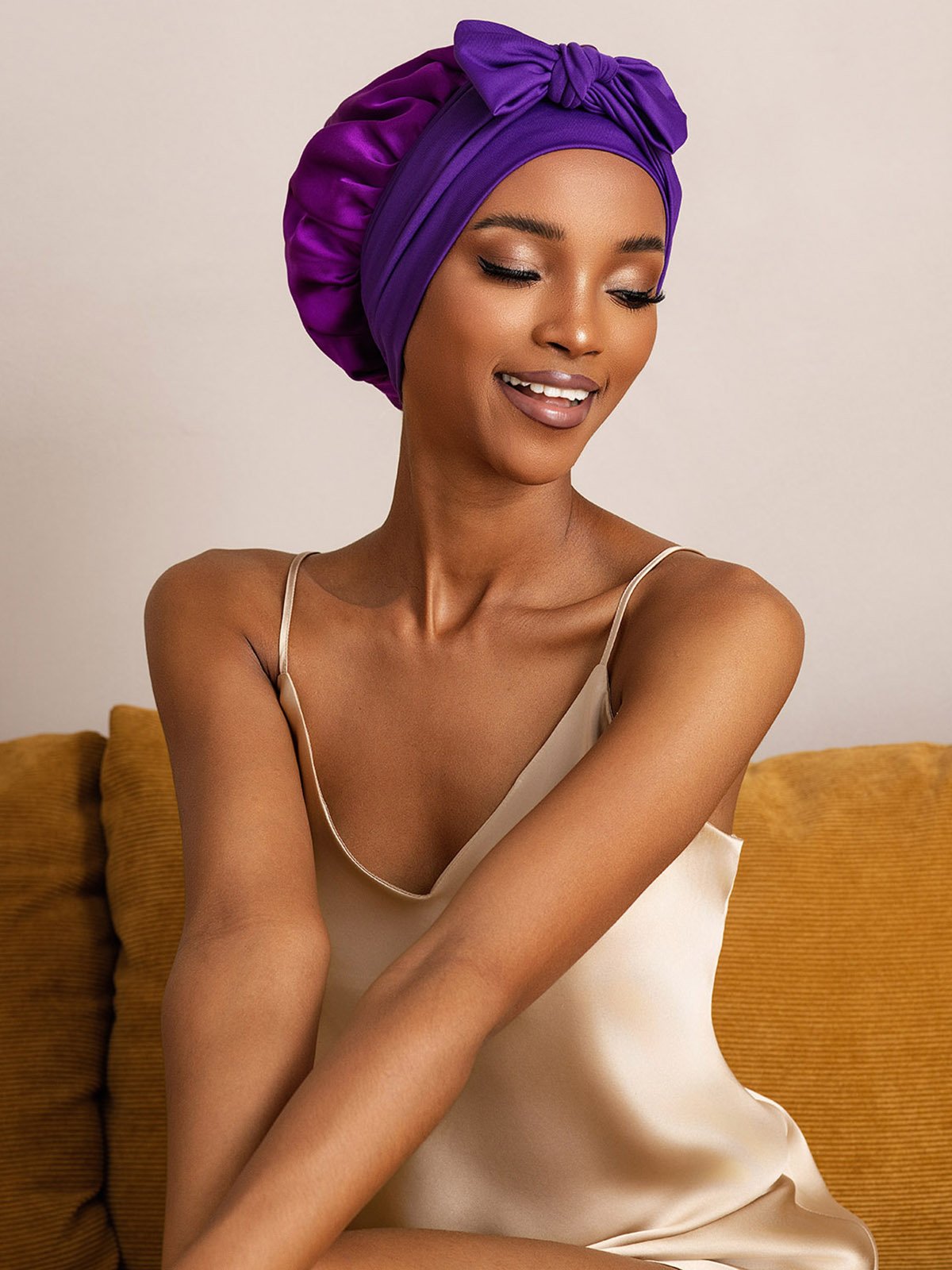 SilkSilky-AU Pure Silk Sleep Cap Purple 005