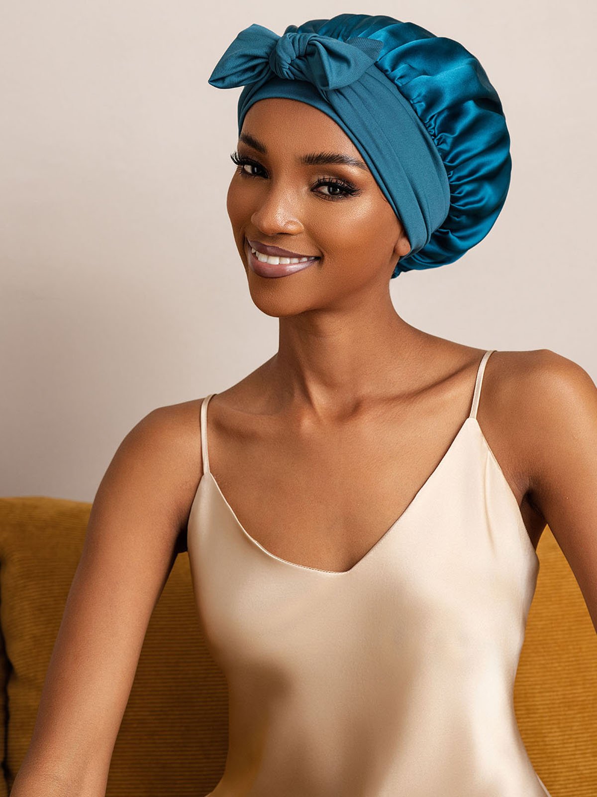 SilkSilky-AU Pure Silk Sleep Cap Teal 002