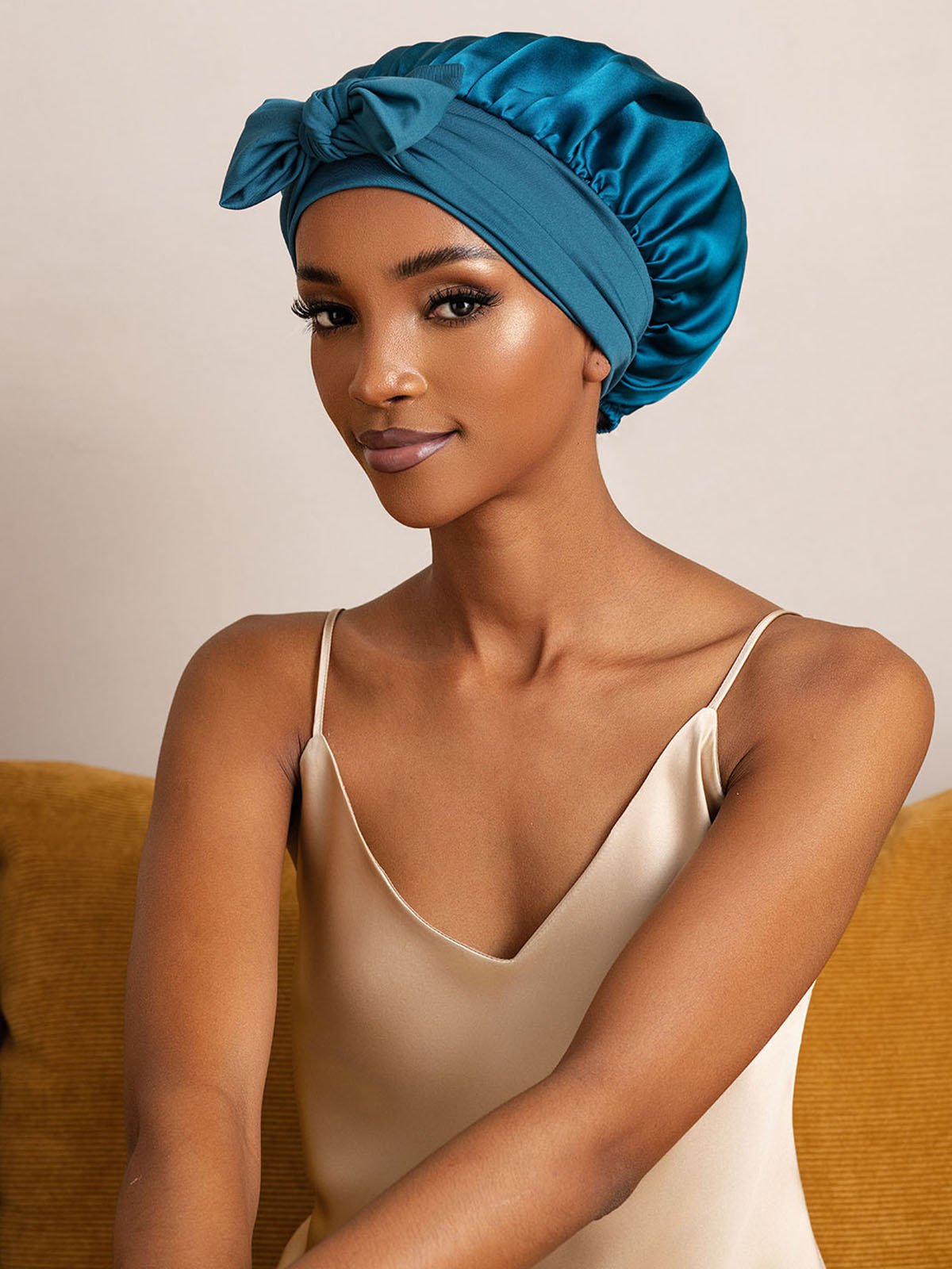 SilkSilky-AU Pure Silk Sleep Cap Teal 003