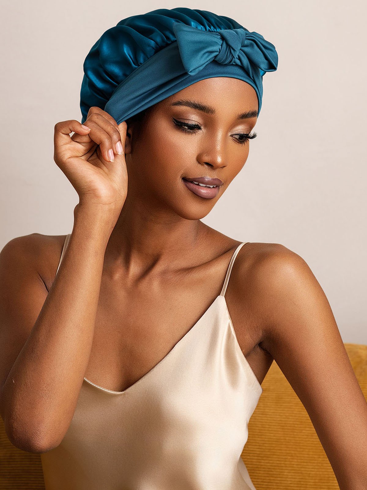 SilkSilky-AU Pure Silk Sleep Cap Teal 006