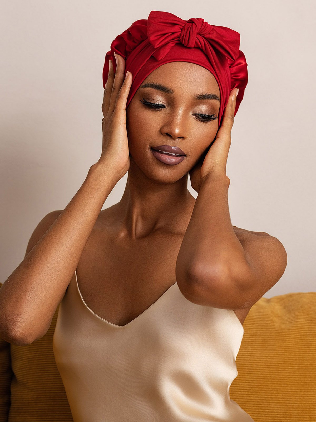 SilkSilky-AU Pure Silk Sleep Cap Wine 005