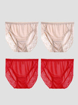 [Beige+Red] SilkSilky-AU Silk Jersey Panty 003