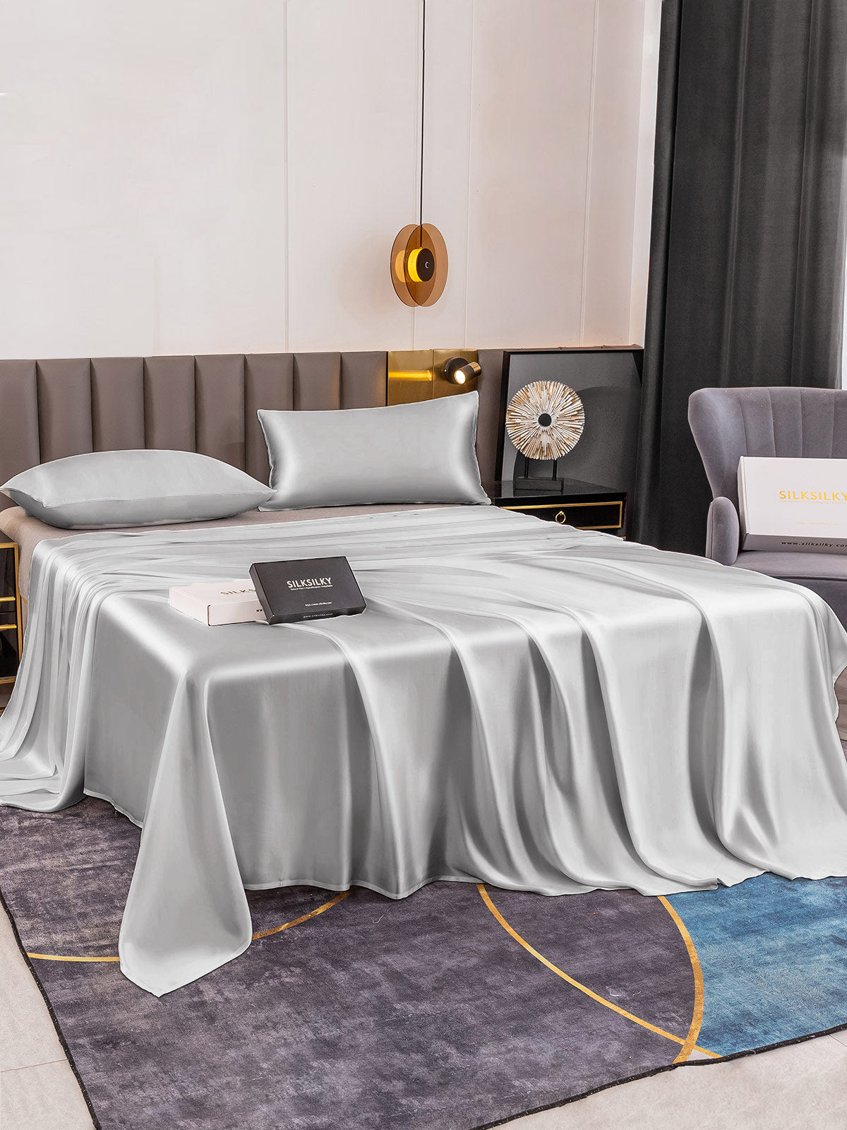 [Silver] SilkSilky-AU 19Momme Pure Silk Bedding Set 003