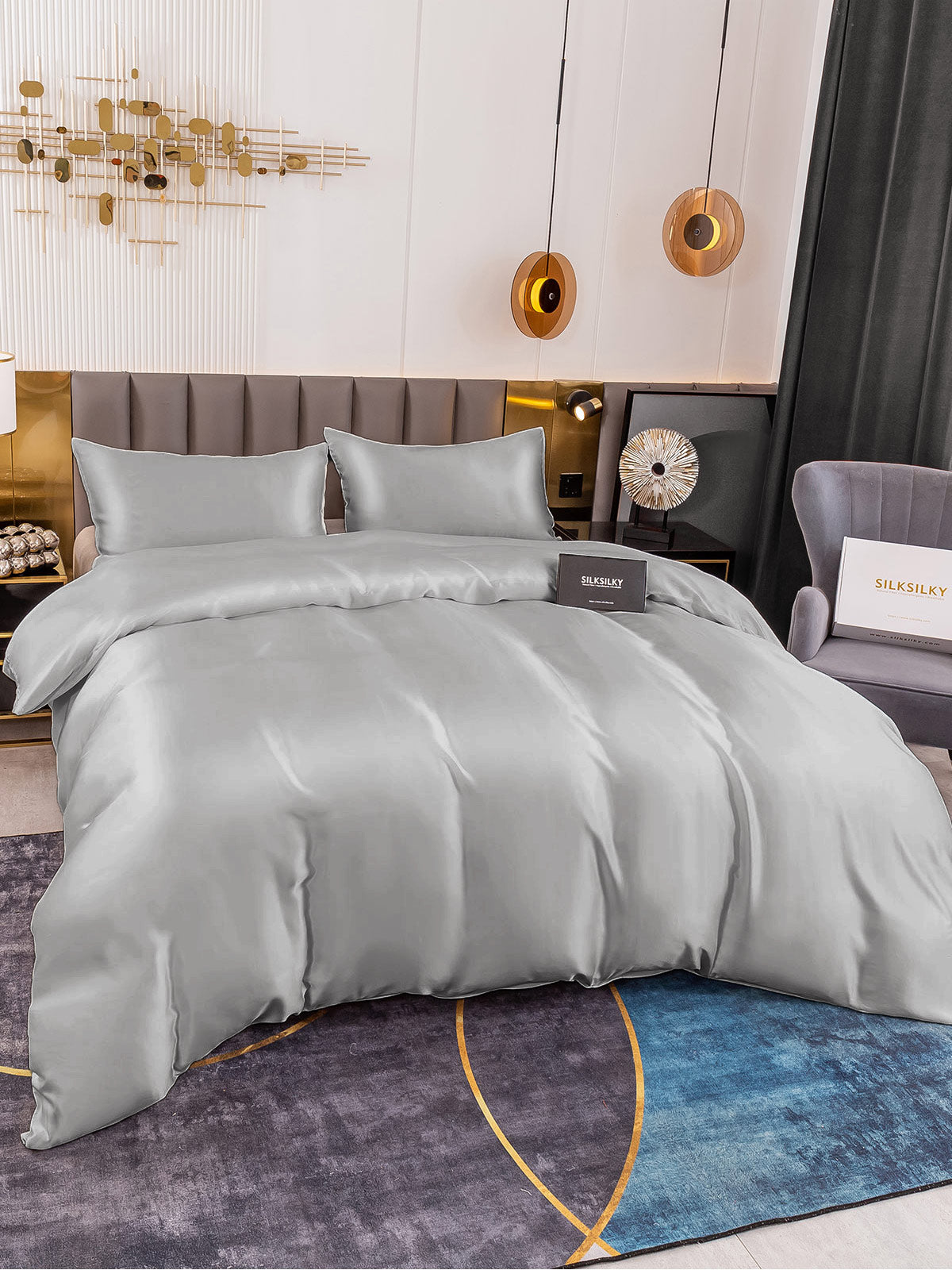 [Silver] SilkSilky-AU 19Momme Pure Silk Bedding Set 003