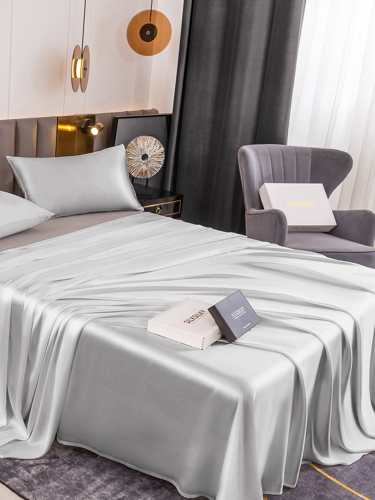 [Silver] SilkSilky-AU 19Momme Pure Silk Bedding Set 004