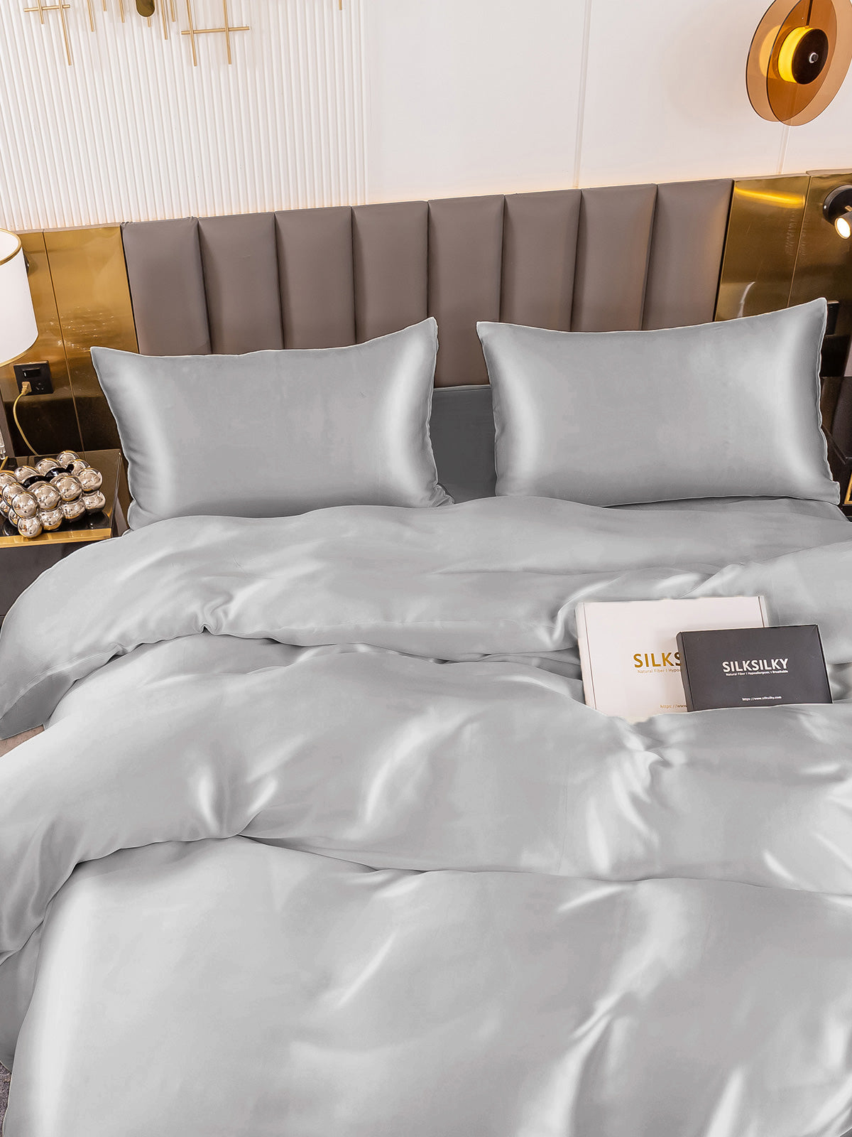 [Silver] SilkSilky-AU 19Momme Pure Silk Bedding Set 004