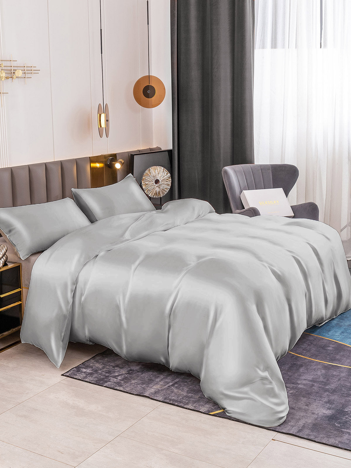 [Silver] SilkSilky-AU 19Momme Pure Silk Bedding Set 004