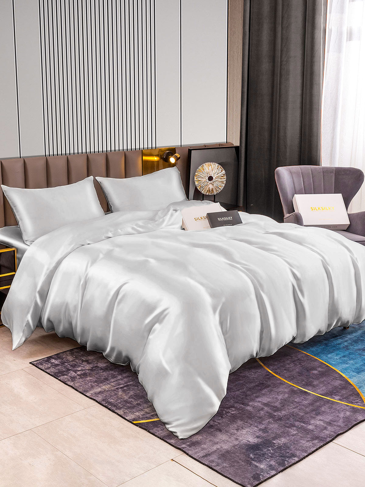 [Silver] SilkSilky-AU 22Momme Pure Silk Bedding Set 002