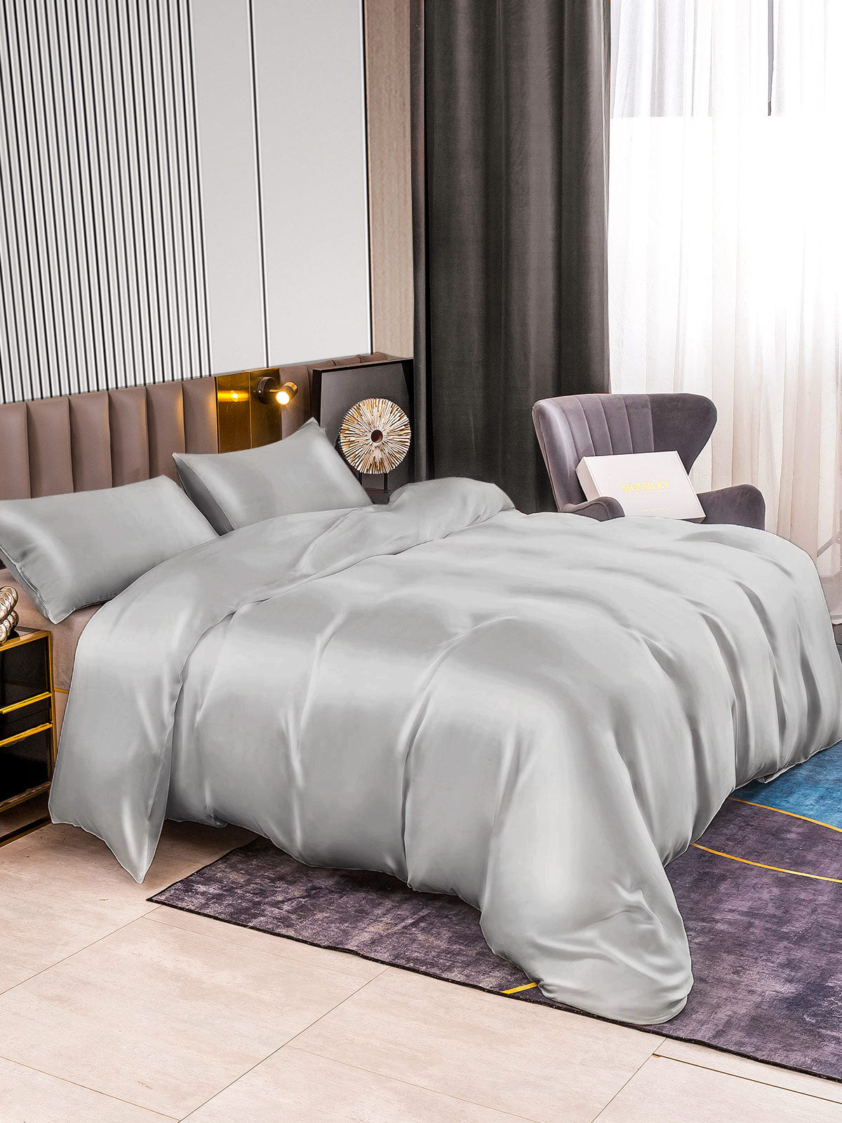 [Silver] SilkSilky-AU 22Momme Pure Silk Bedding Set 002