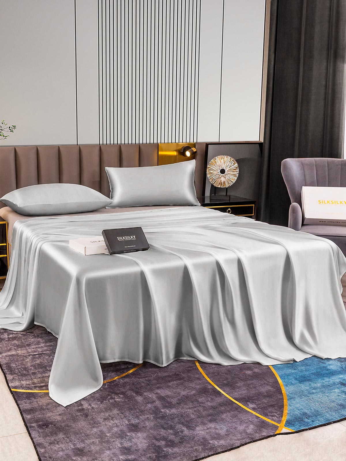 [Silver] SilkSilky-AU 22Momme Pure Silk Bedding Set 003