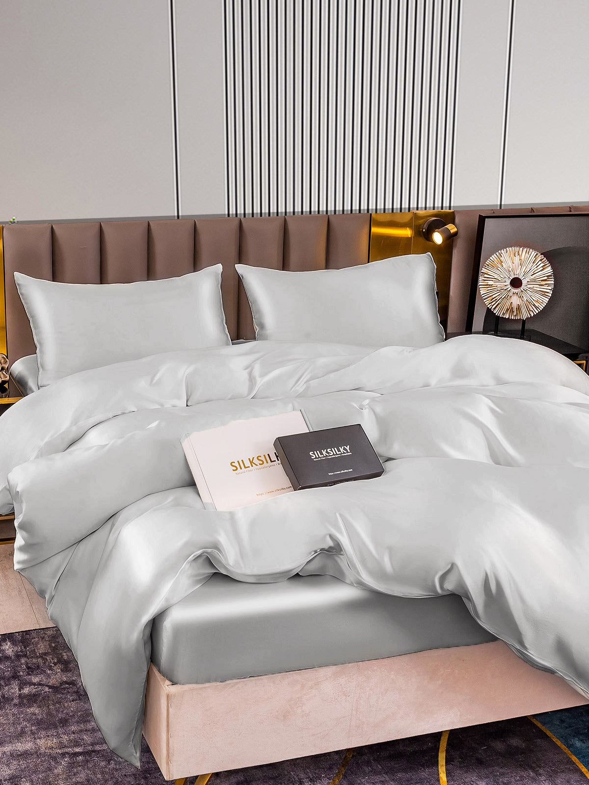 [Silver] SilkSilky-AU 22Momme Pure Silk Bedding Set 003