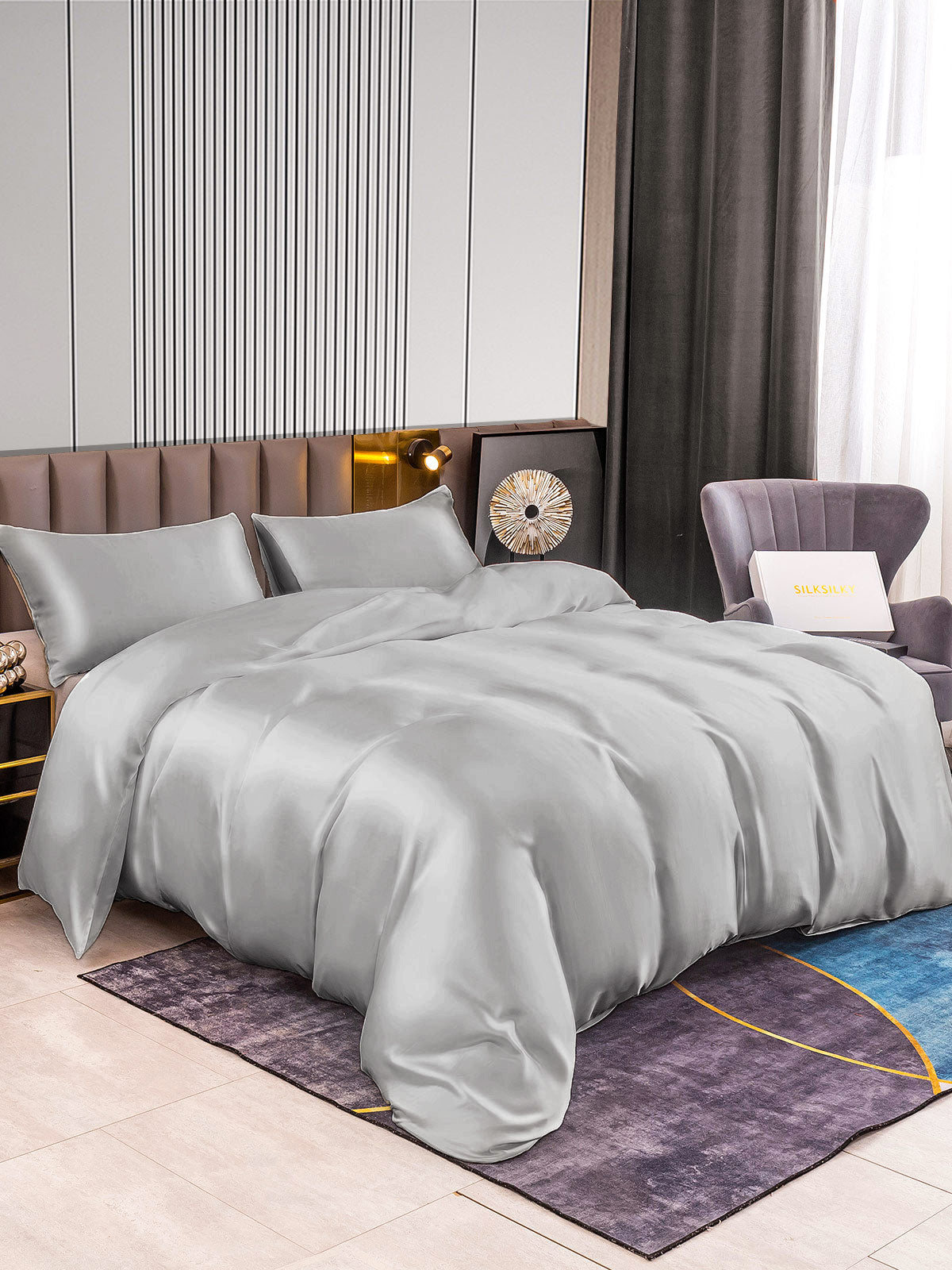 [Silver] SilkSilky-AU 22Momme Pure Silk Bedding Set 003
